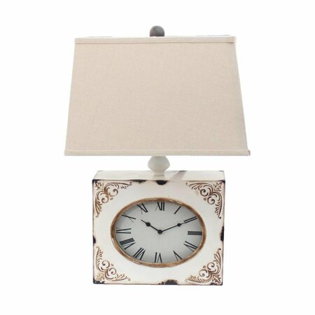 HAZ Vintage White Table Lamp with Metal Clock Base HA3706322